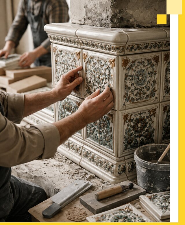 Изразцовые камины под ключ в Стерлитамаке: проект и монтаж