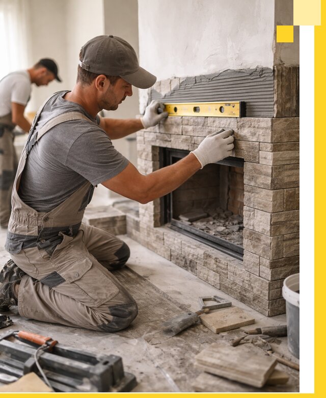 Облицовка каминов в Стерлитамаке, монтаж и отделка натуральным камнем