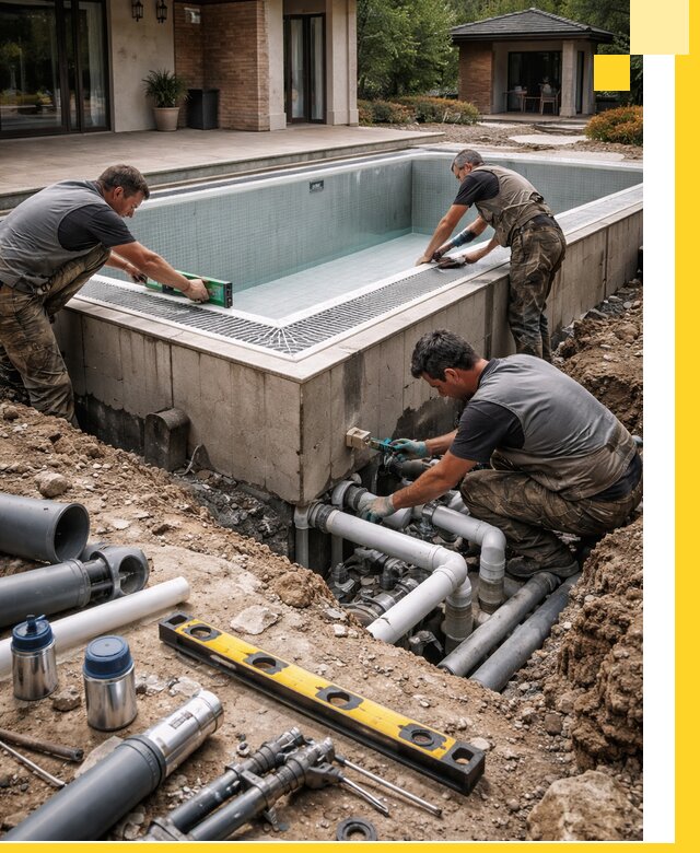 Строительство переливных бассейнов в Стерлитамаке под ключ