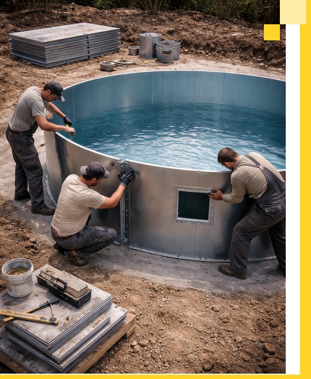 Круглые бассейны под ключ в Стерлитамаке проектирование и монтаж