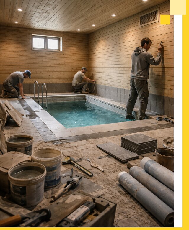 Строительство бани с бассейном и сауной под ключ в Стерлитамаке