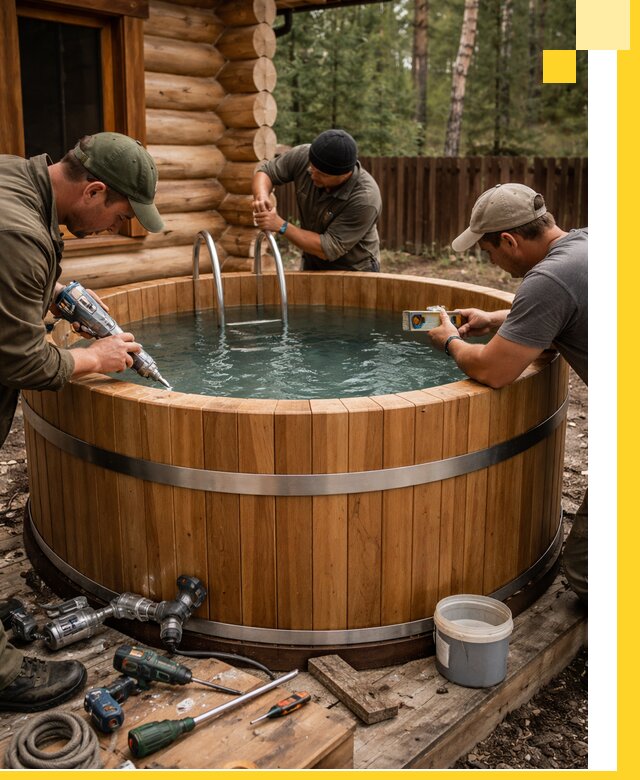 Строительство бань с купелью под ключ и отделкой в Стерлитамаке