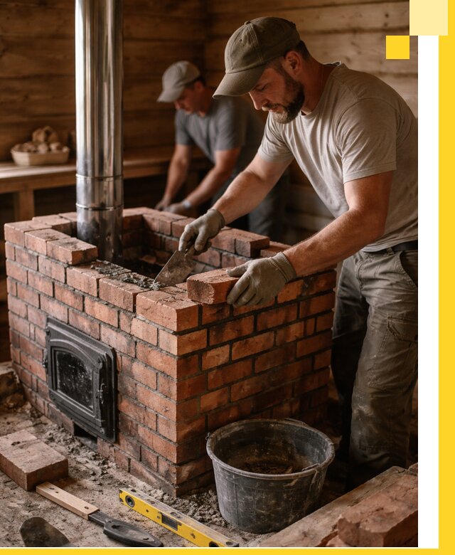 Кирпичные печи для бани под ключ в Стерлитамаке, проект и монтаж