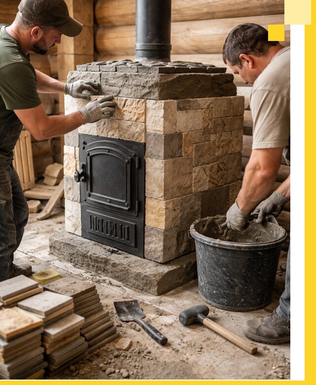 Облицовка банной печи под ключ в Стерлитамаке: камень и плитка