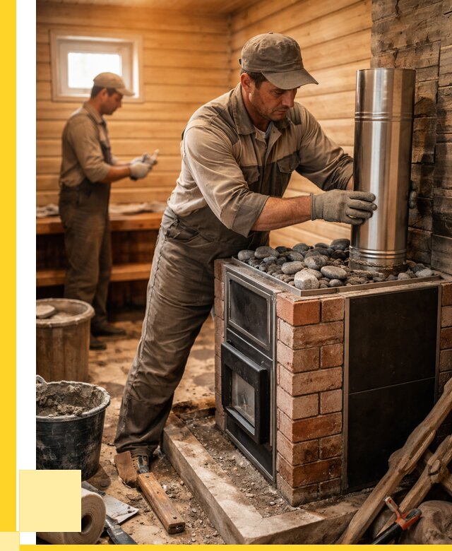 Монтаж печи в бане под ключ в Стерлитамаке от 20598 р. | ЭриданСтм