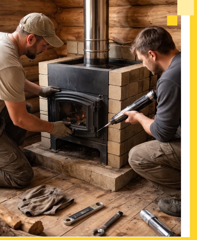 Монтаж и установка печи в бане под ключ с гарантией в Стерлитамаке