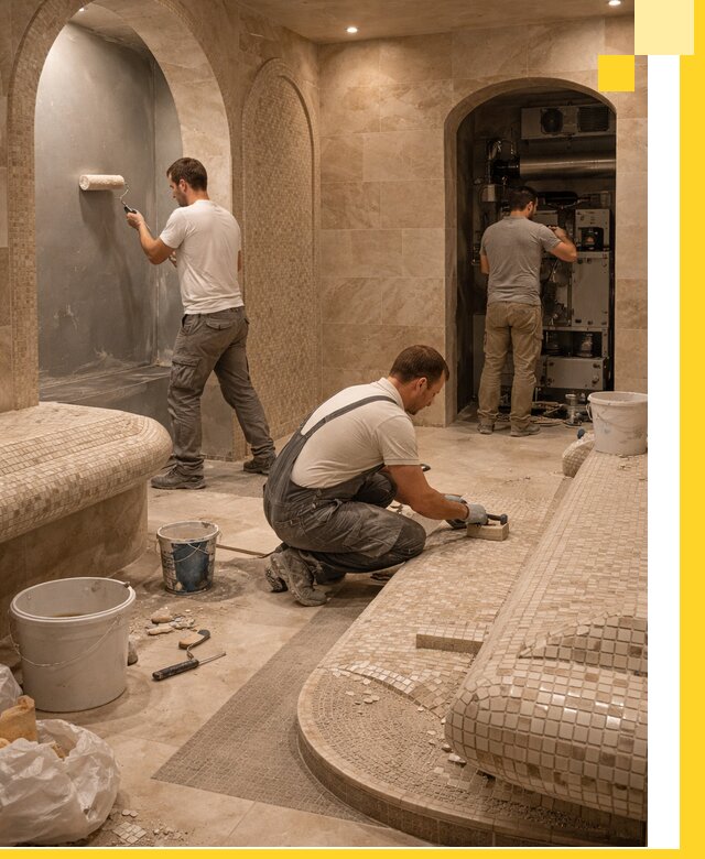 Строительство бани с хамамом и бассейном под ключ в Стерлитамаке