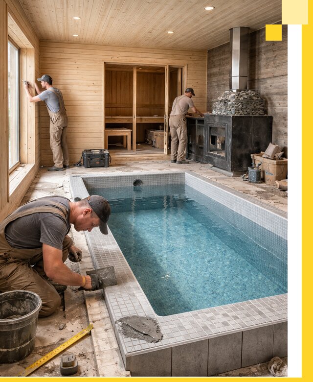 Проект бани с бассейном и сауной в Стерлитамаке под ключ