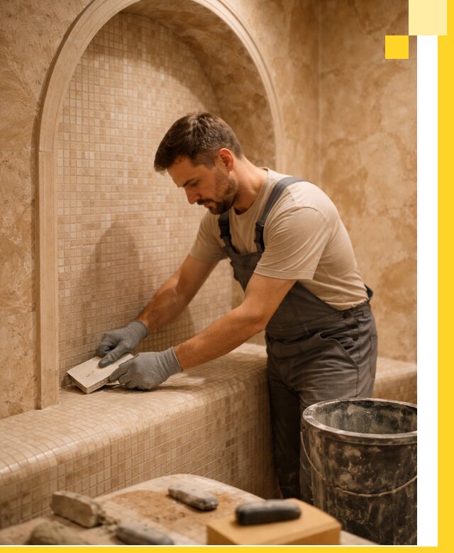 Профессиональная отделка хамамов с мозаикой под ключ в Стерлитамаке