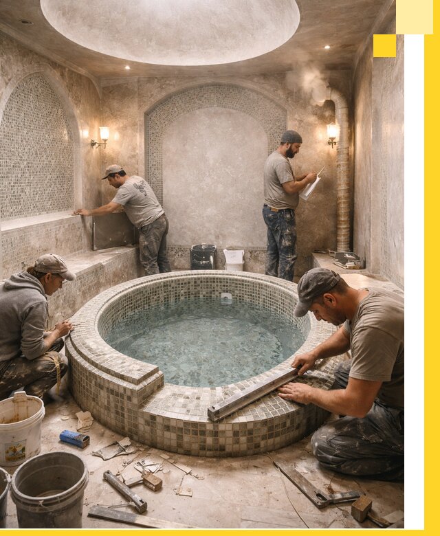 Профессиональное строительство хамама с бассейном в Стерлитамаке под ключ