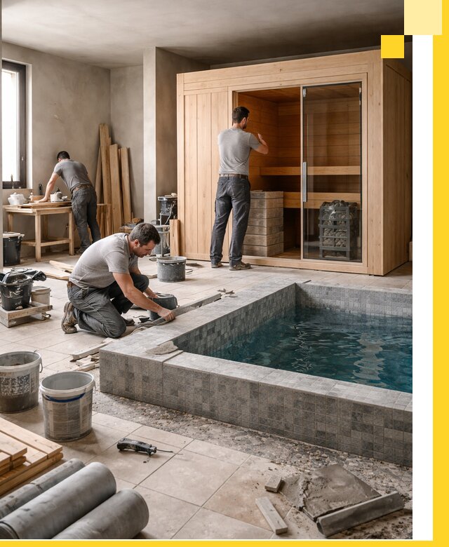 SPA зоны под ключ с бассейном сауной и печью в Стерлитамаке